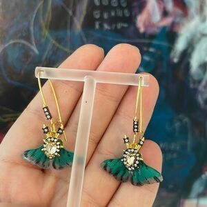 ALEXIS BITTAR Butterfly 🦋 gold tone drop wire gemstone earrings